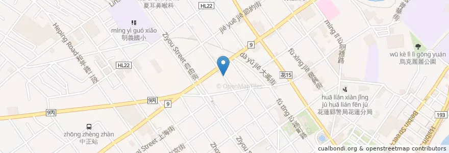 Mapa de ubicacion de 三隻無尾熊 en تایوان, 臺灣省, هوالاین, 花蓮市.