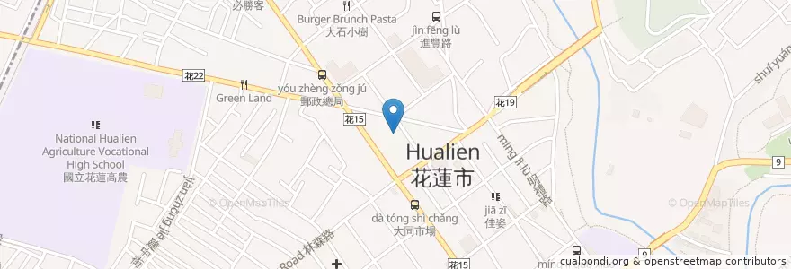 Mapa de ubicacion de 炸彈蔥油餅 en Taiwan, 臺灣省, Condado De Hualien, 花蓮市.