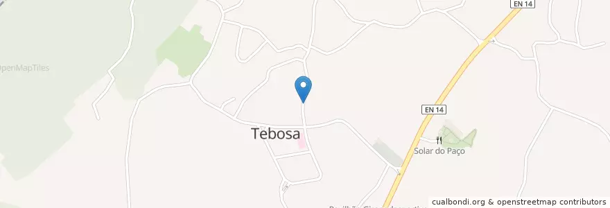 Mapa de ubicacion de Tebosa en البرتغال, المنطقة الشمالية (البرتغال), كافادو, براغا, براغا, Tebosa.
