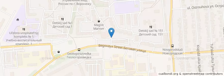 Mapa de ubicacion de Артезианский источник en Rusia, Distrito Federal Central, Óblast De Vorónezh, Городской Округ Воронеж.