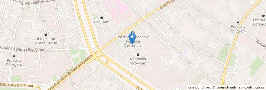 Mapa de ubicacion de Медицинский центр "Чайка" en Rusland, Centraal Federaal District, Moskou, Центральный Административный Округ, Район Хамовники.