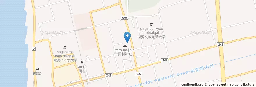Mapa de ubicacion de 田村神社 en اليابان, شيغا, 長浜市.