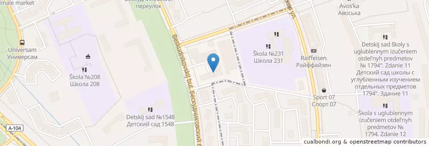 Mapa de ubicacion de Клиника МК en ロシア, 中央連邦管区, モスクワ, Северный Административный Округ, Бескудниковский Район.