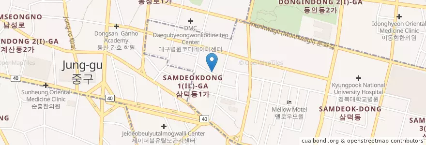 Mapa de ubicacion de 옥상 THE Rooftop en كوريا الجنوبية, ديغو, 중구, 성내동.