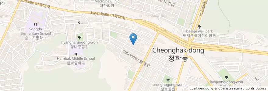 Mapa de ubicacion de 천주교 청학동성당 en Güney Kore, 인천, 연수구.