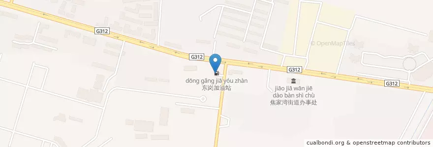 Mapa de ubicacion de 东岗加油站 en Çin, Kansu, 兰州市 (Lanzhou), 城关区, 焦家湾街道.