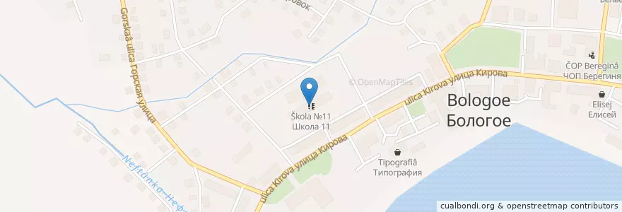 Mapa de ubicacion de Школа №11 en Rusia, Distrito Federal Central, Óblast De Tver, Бологовский Район, Городское Поселение Бологое.