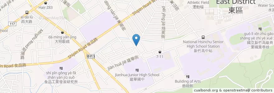 Mapa de ubicacion de 鳳麟粥飯麵食館 en Taiwan, Taiwan Province, Hsinchu, East District.