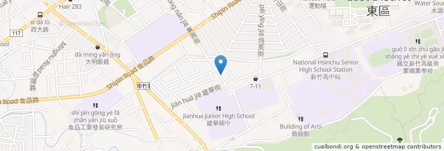 Mapa de ubicacion de 向陽肉圓 en Taiwan, Taiwan Province, Hsinchu, East District.