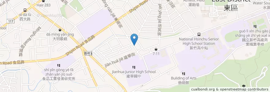 Mapa de ubicacion de 地瓜車 en Taiwan, 臺灣省, 新竹市, 東區.