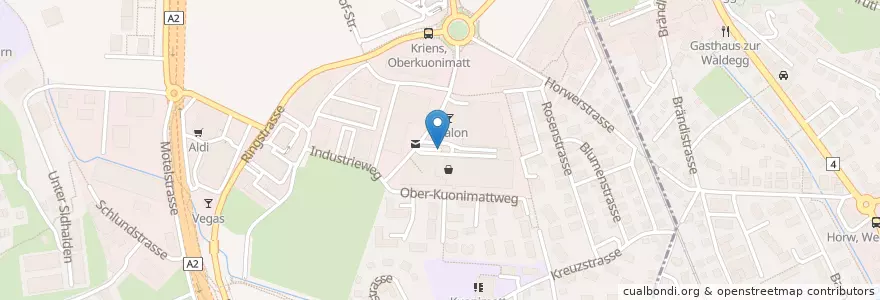 Mapa de ubicacion de Media Markt en Suiza, Lucerna, Kriens.