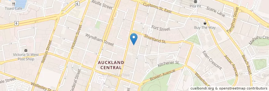 Mapa de ubicacion de Sushi Factory en Nuova Zelanda, Auckland, Waitematā.