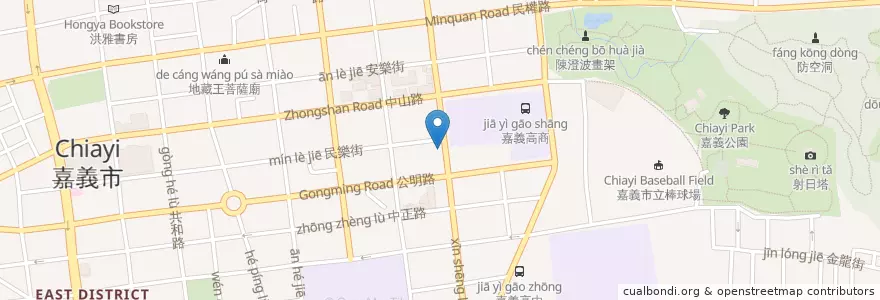 Mapa de ubicacion de 公園老店涼麵 en تایوان, 臺灣省, 嘉義市, 嘉義縣, 東區.