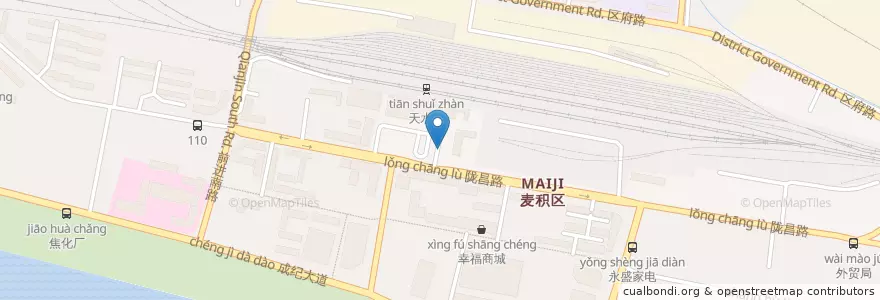 Mapa de ubicacion de 火车站 en China, Gansu, 天水市, 麦积区, 道南街道, 道北街道.