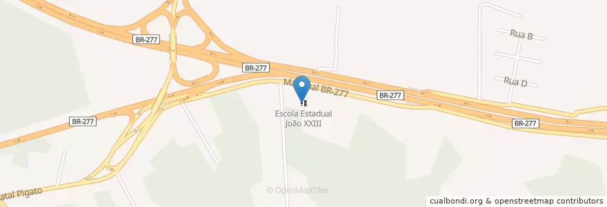 Mapa de ubicacion de Escola Estadual João XXIII en 巴西, 南部, 巴拉那, Região Geográfica Intermediária De Curitiba, Região Metropolitana De Curitiba, Microrregião De Curitiba, Campo Largo.