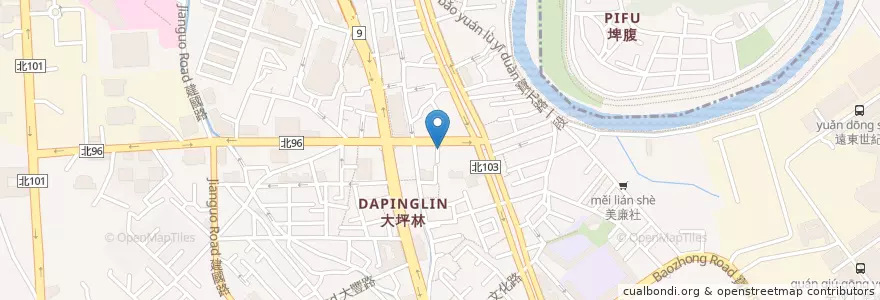 Mapa de ubicacion de 燦爛和食 en 타이완, 신베이 시, 신뎬 구.