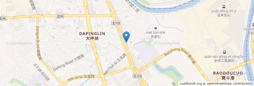 Mapa de ubicacion de 黑人牛肉麵店 en 타이완, 신베이 시, 신뎬 구.