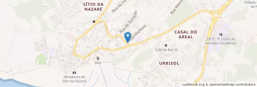 Mapa de ubicacion de Hamburgeria nham - nham en Portugal, Mitte, Leiria, West, Nazaré, Nazaré.