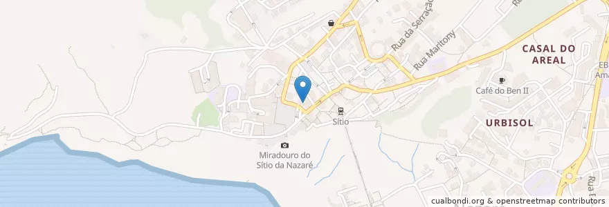Mapa de ubicacion de PortoBello en Португалия, Центральный Регион, Leiria, Oeste, Nazaré, Nazaré.