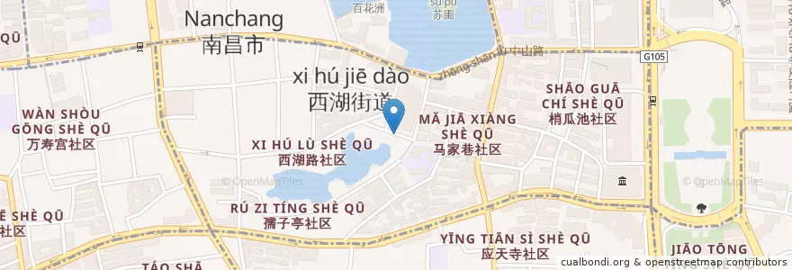 Mapa de ubicacion de 西湖街道 en China, Jiangxi, Nanchang, 西湖街道.