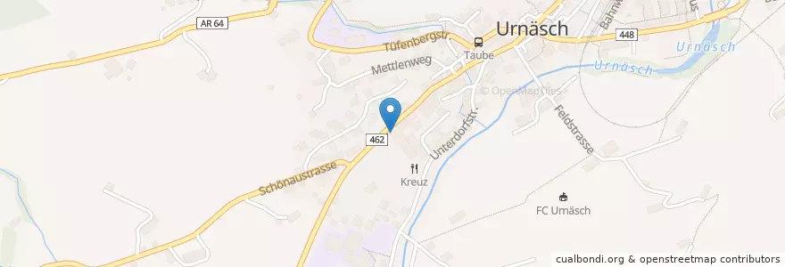 Mapa de ubicacion de Arztpraxis Dr. Bodenmann en Switzerland, Appenzell Ausserrhoden, Sankt Gallen, Hinterland, Urnäsch.