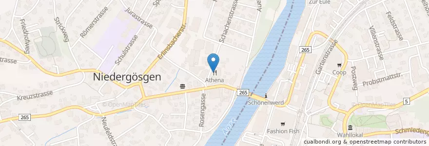 Mapa de ubicacion de Athena en Швейцария, Золотурн, Amtei Olten-Gösgen, Bezirk Gösgen, Niedergösgen.