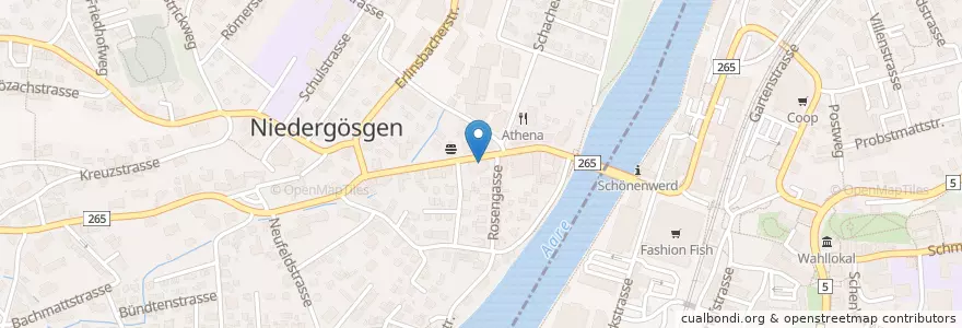 Mapa de ubicacion de Raiffeisenbank Niedergösgen-Schönenwerd en سويسرا, Solothurn, Amtei Olten-Gösgen, Bezirk Gösgen, Niedergösgen.