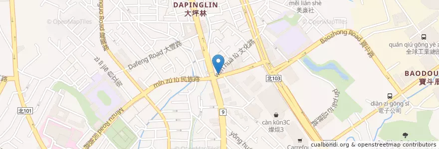 Mapa de ubicacion de 古色榖香麵飯館 en Taïwan, Nouveau Taipei, Xindian.
