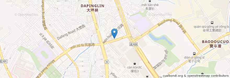 Mapa de ubicacion de 中國信託商業銀行 en 타이완, 신베이 시, 신뎬 구.