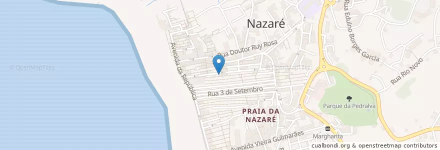 Mapa de ubicacion de A Prainha en Portugal, Centre, Leiria, Oeste, Nazaré, Nazaré.