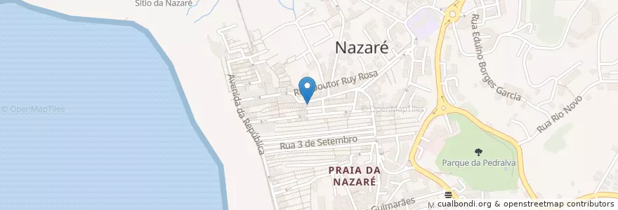 Mapa de ubicacion de Pensão Nazarense en البرتغال, الوسطى, ليريا, Oeste, Nazaré, Nazaré.