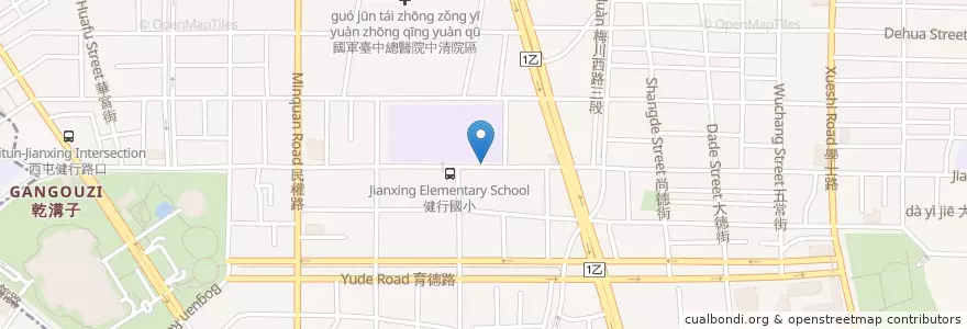 Mapa de ubicacion de 健行國小 en 타이완, 타이중 시, 베이구.