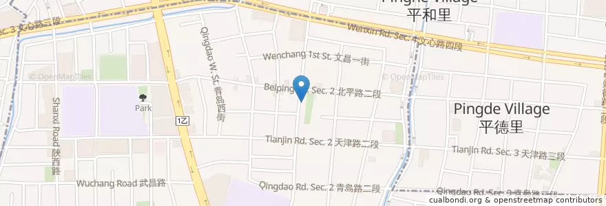 Mapa de ubicacion de 山西公園 en Taiwan, 臺中市, 北屯區, 北區.
