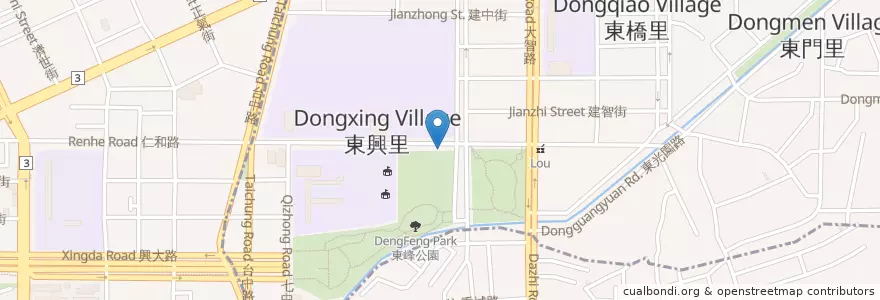 Mapa de ubicacion de Dongfeng Park en Taiwan, Taichung, East District.