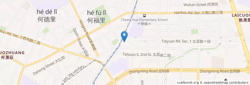 Mapa de ubicacion de 太原華美街口 en Taiwan, Taichung.