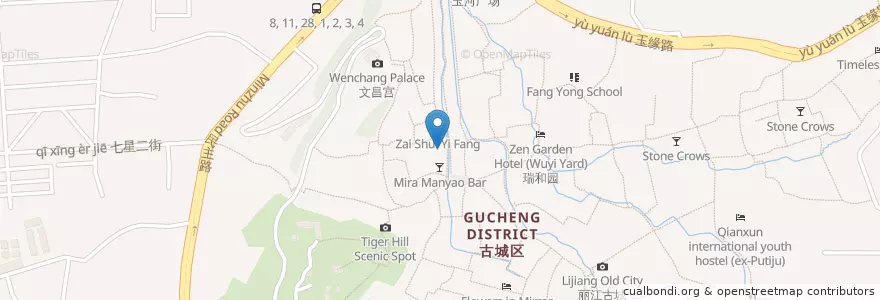Mapa de ubicacion de Packer Bar en 중국, 윈난 성, 丽江市, 古城区, 大研街道.