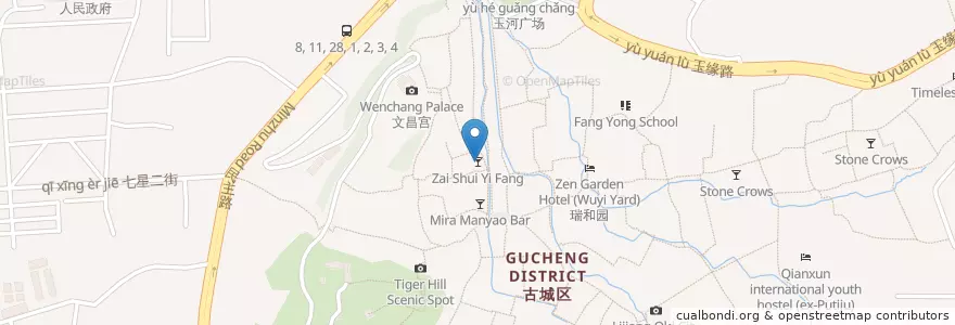 Mapa de ubicacion de Zai Shui Yi Fang en چین, یون‌نان, 丽江市, 古城区, 大研街道.