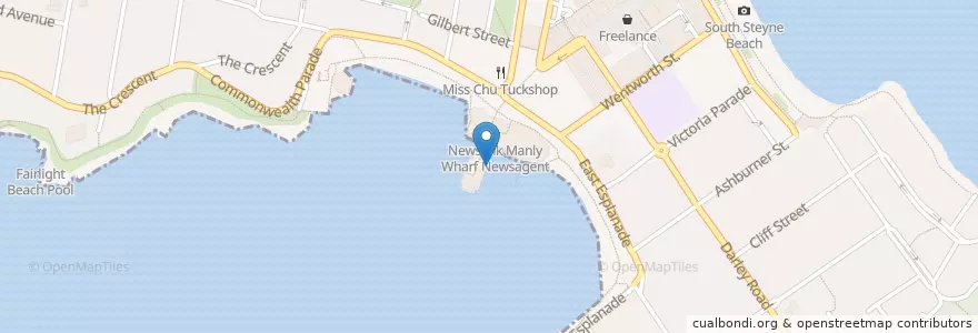 Mapa de ubicacion de Manly Fast Ferry terminal (Circular Quay) en أستراليا, نيوساوث ويلز, Sydney, Northern Beaches Council.