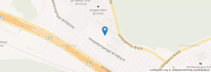 Mapa de ubicacion de 화개초등학교 en 韩国/南韓, 全羅南道, 光州, 西區.