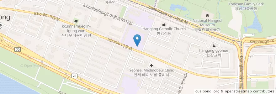Mapa de ubicacion de 신용산초등교 en Corée Du Sud, Séoul, 용산구, 이촌1동.