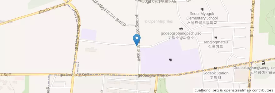 Mapa de ubicacion de 명일여자중학교 en Corea Del Sur, Seúl, 강동구, 고덕1동.