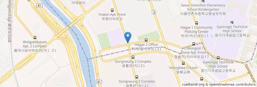 Mapa de ubicacion de 중현초등교 en 대한민국, 서울, 노원구, 하계2동.