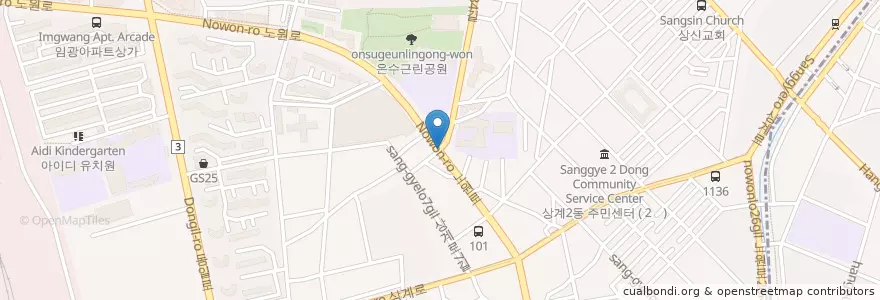 Mapa de ubicacion de 상계초등교 en Corea Del Sud, Seul, 노원구, 상계2동.