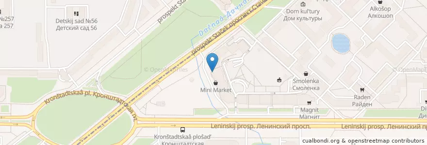 Mapa de ubicacion de Цзао Ван en Russland, Föderationskreis Nordwest, Oblast Leningrad, Sankt Petersburg, Кировский Район, Округ Дачное.