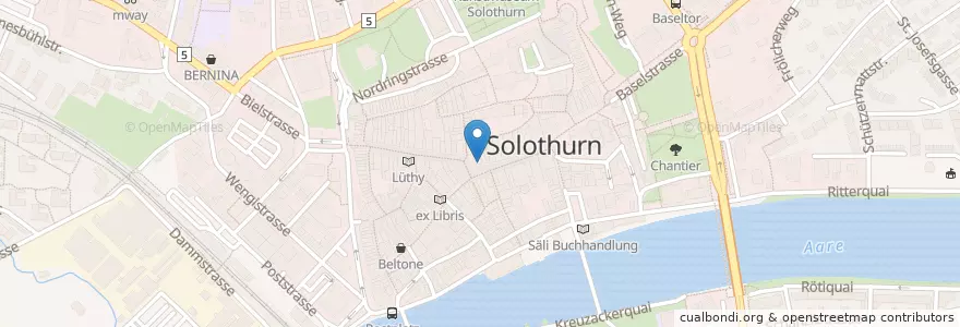 Mapa de ubicacion de Stadtcafé en 스위스, Solothurn, Amtei Solothurn-Lebern, Bezirk Solothurn, Solothurn.