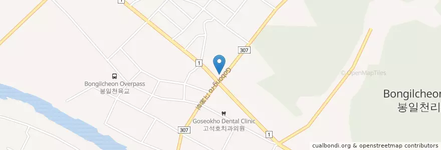 Mapa de ubicacion de 봉일천초등학교 en كوريا الجنوبية, 경기도, 파주시, 조리읍.