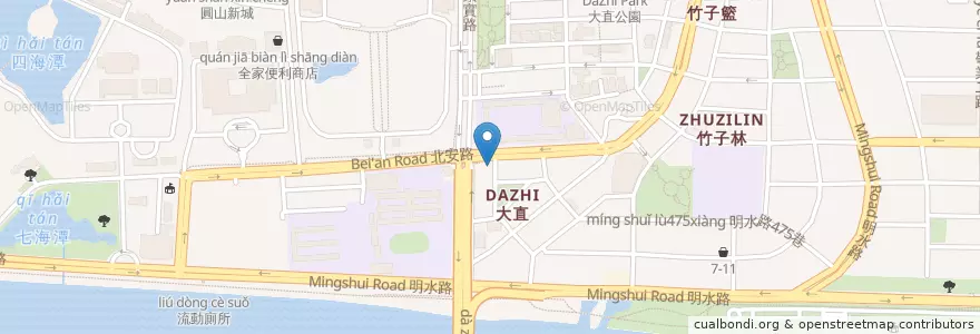 Mapa de ubicacion de 大直動物醫院 en Taiwan, 新北市, Taipé, 中山區.