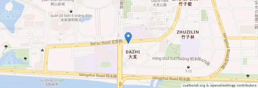 Mapa de ubicacion de 大直老店米粉湯 en تایوان, 新北市, تایپه, 中山區.