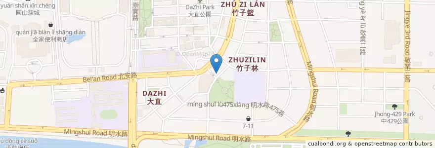 Mapa de ubicacion de 水牛城餐廳 en Taiwán, Nuevo Taipéi, Taipéi, 中山區.