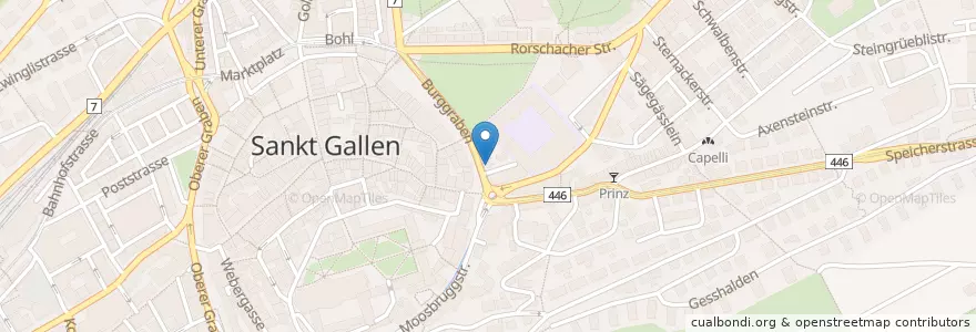 Mapa de ubicacion de Pizzeria La Piccola en スイス, ザンクト・ガレン州, Wahlkreis St. Gallen, St. Gallen.